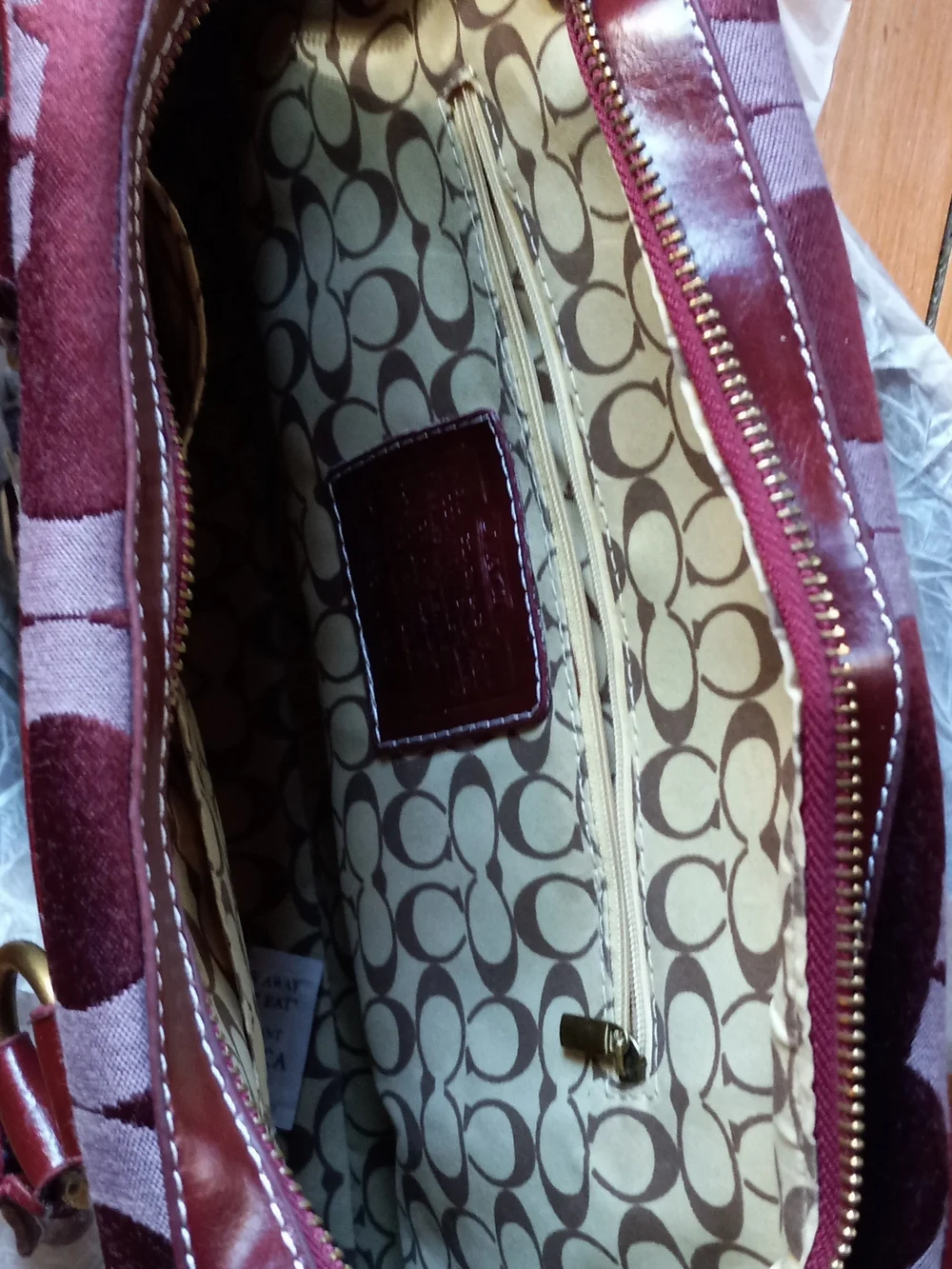 Coach Burgundy Multi Signature Dome Satchel